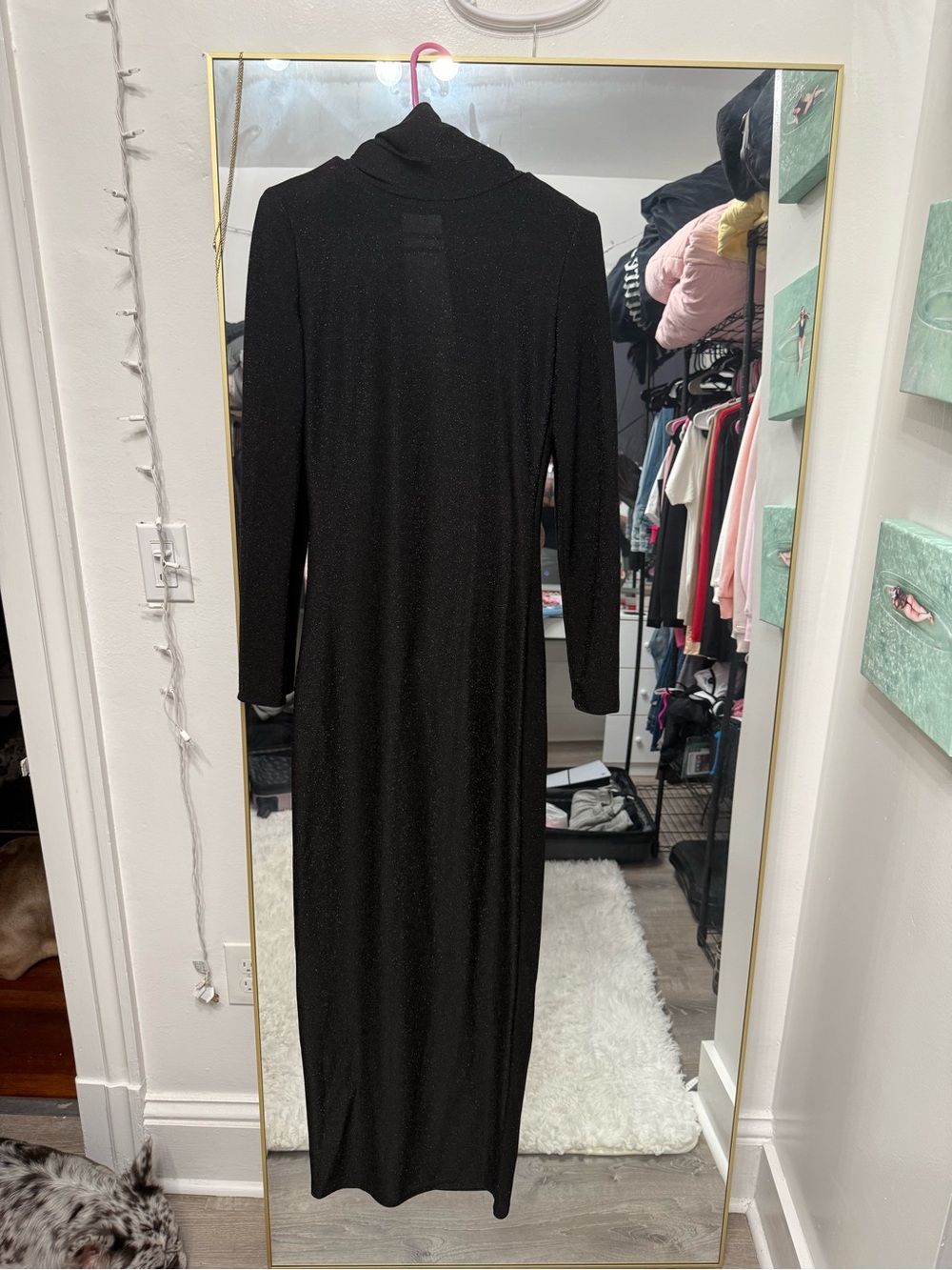 SHEIN Black Long Sleeve Backless Maxi Dress